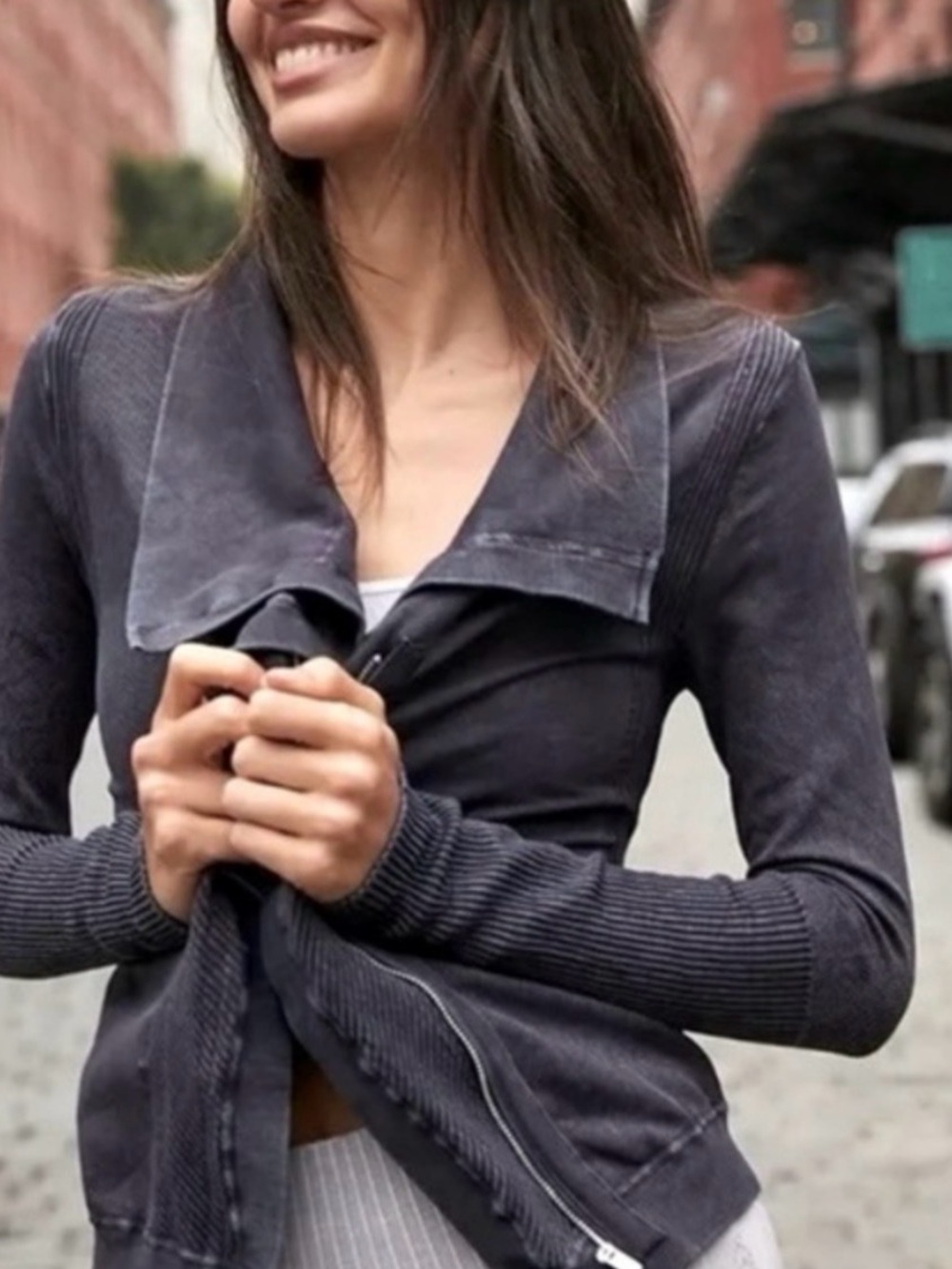 Free People stretchy moto zip up